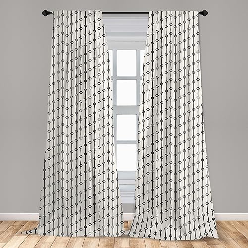 Miniatura 9 de Ambesonne Cortinas de ventana azul marino, patrón tradicional de Ikat, estilo retro, inspirado en damasco, decoración ligera, juego de 2 paneles con