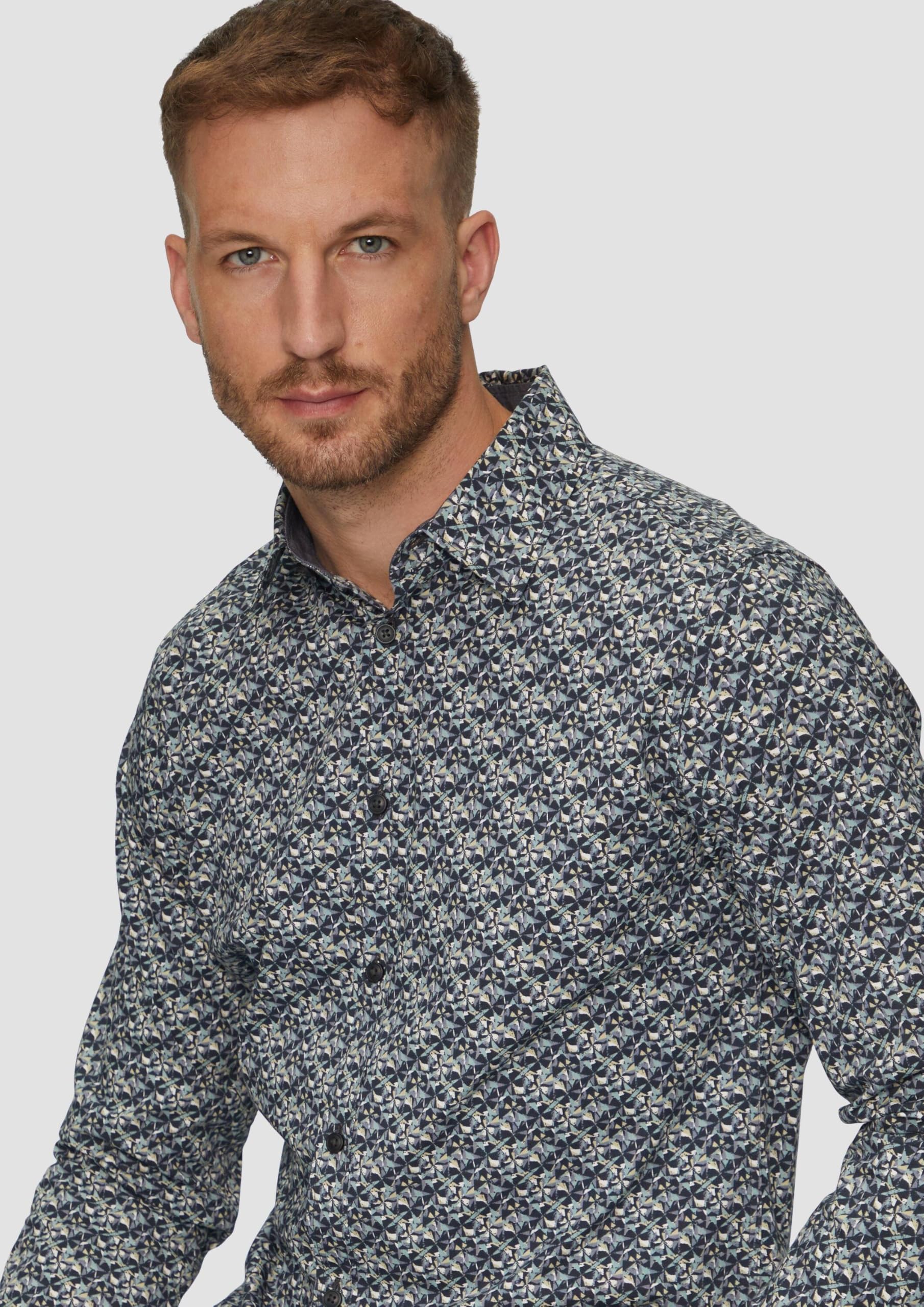 s.Oliver Slim Fit: Popeline-Hemd mit All-over-Print