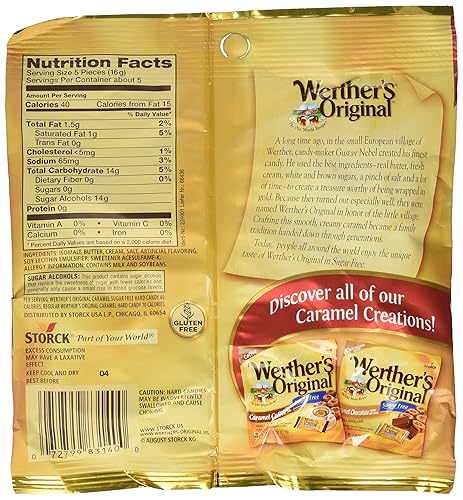 Miniatura 133 de Caramelo duro original Werther, chocolate sin azúcar (2.35 oz)
