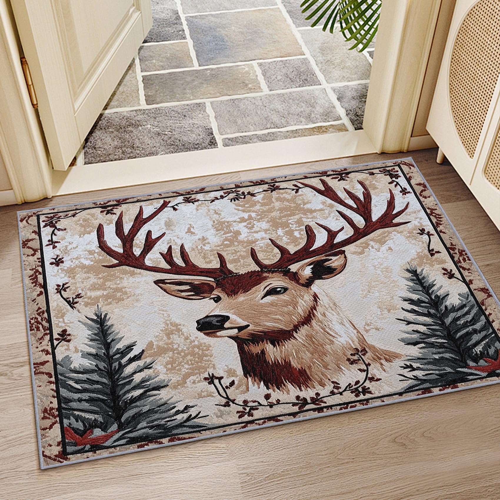 Mistela Hirsch Teppich 80x150 cm Landhaus Deko
