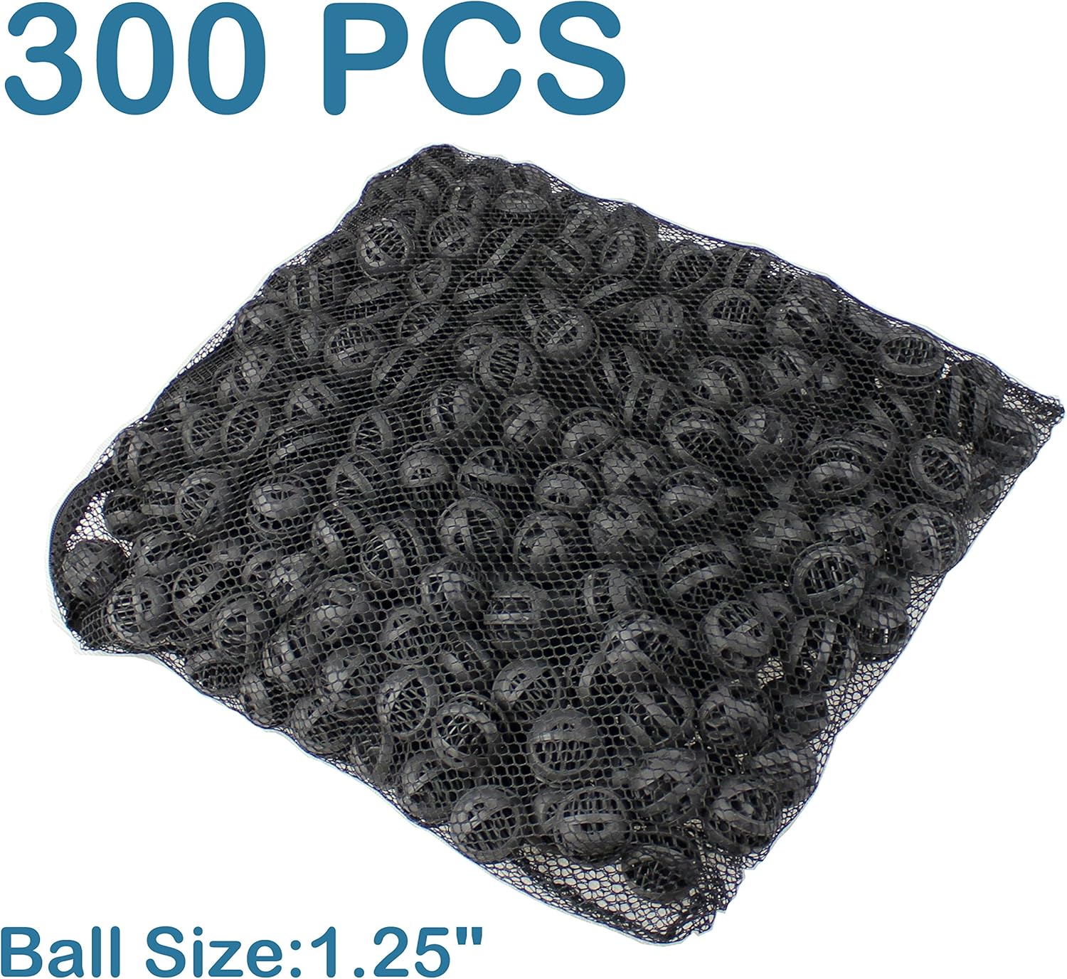 AQUANEAT 1.25” Large Bio Balls for Pond Filter Koi Pond Aquarium Fish Tank Sump Filter Media with Free Media Bag 300pcs