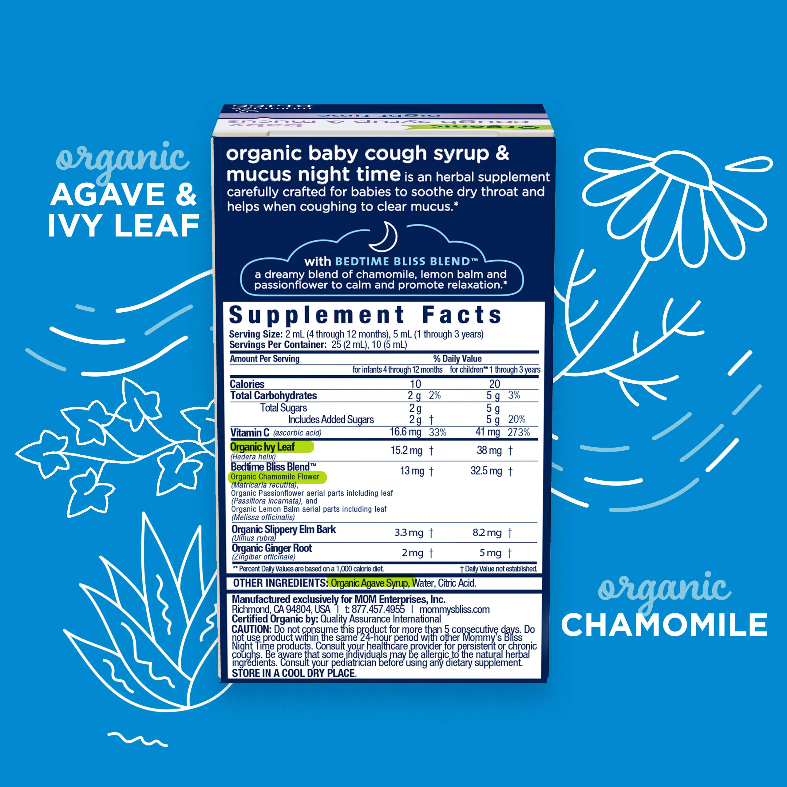 Buy Mommy's Bliss Organic Baby Cough Syrup & Mucus Night Time, Contains