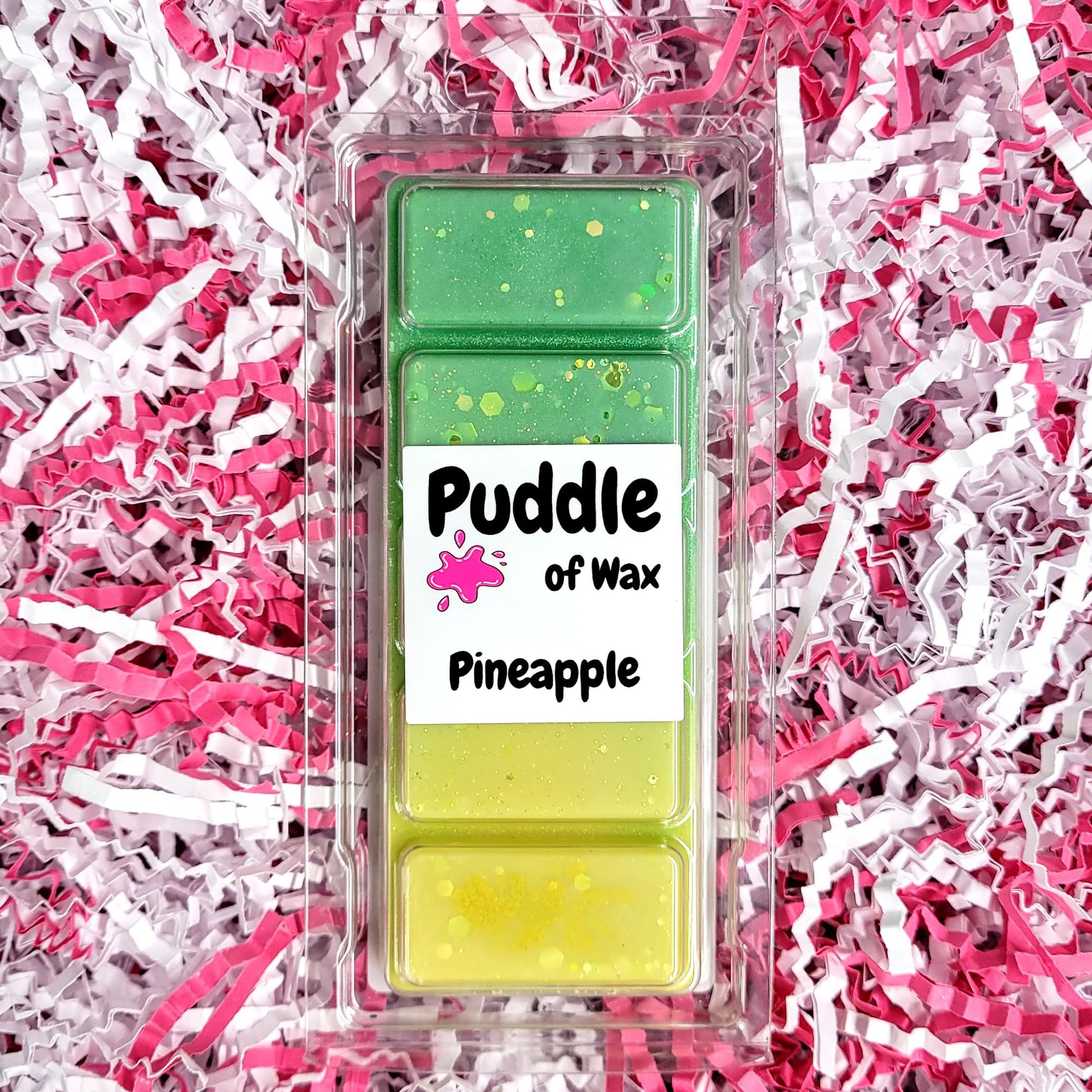 Puddle Of Wax Yellow & Green - Pineapple Soy Wax Melt Snap Bar - 50G - Fruity Scent - Vegan Friendly - Made In The Uk