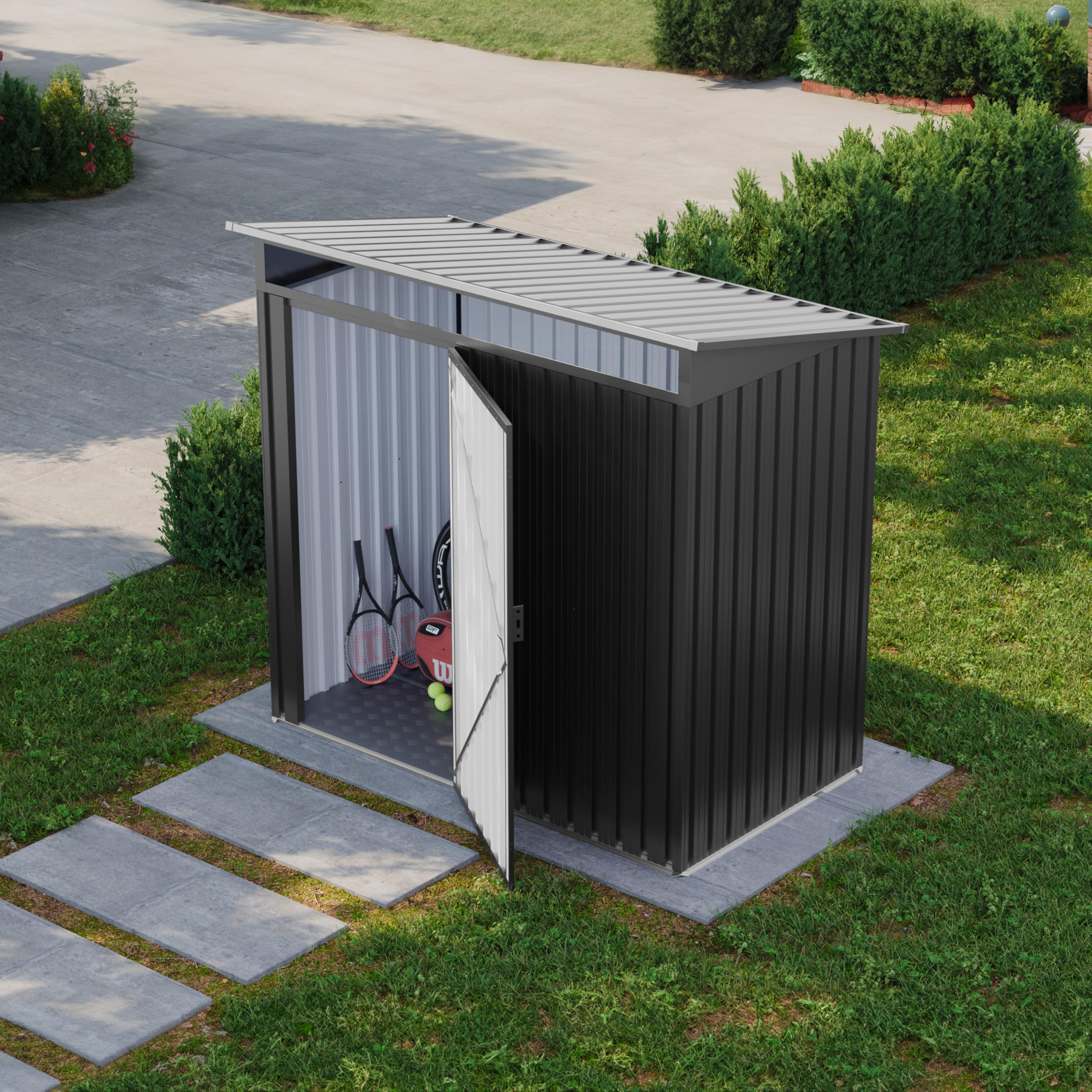GFP Primeyard Abri de Jardin en métal 180x100x200 cm Armoire de Jardin Gris
