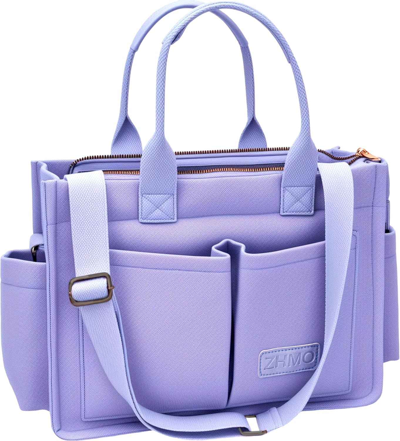 Canvas Tote Bag for Women,Women's Bags Crossbody Bags Work Laptop Tote Bag Large Handbags Purse for Travel Nurse Teacher New Upgrade Plus Purple With Compartments and Inner Cup Holders
