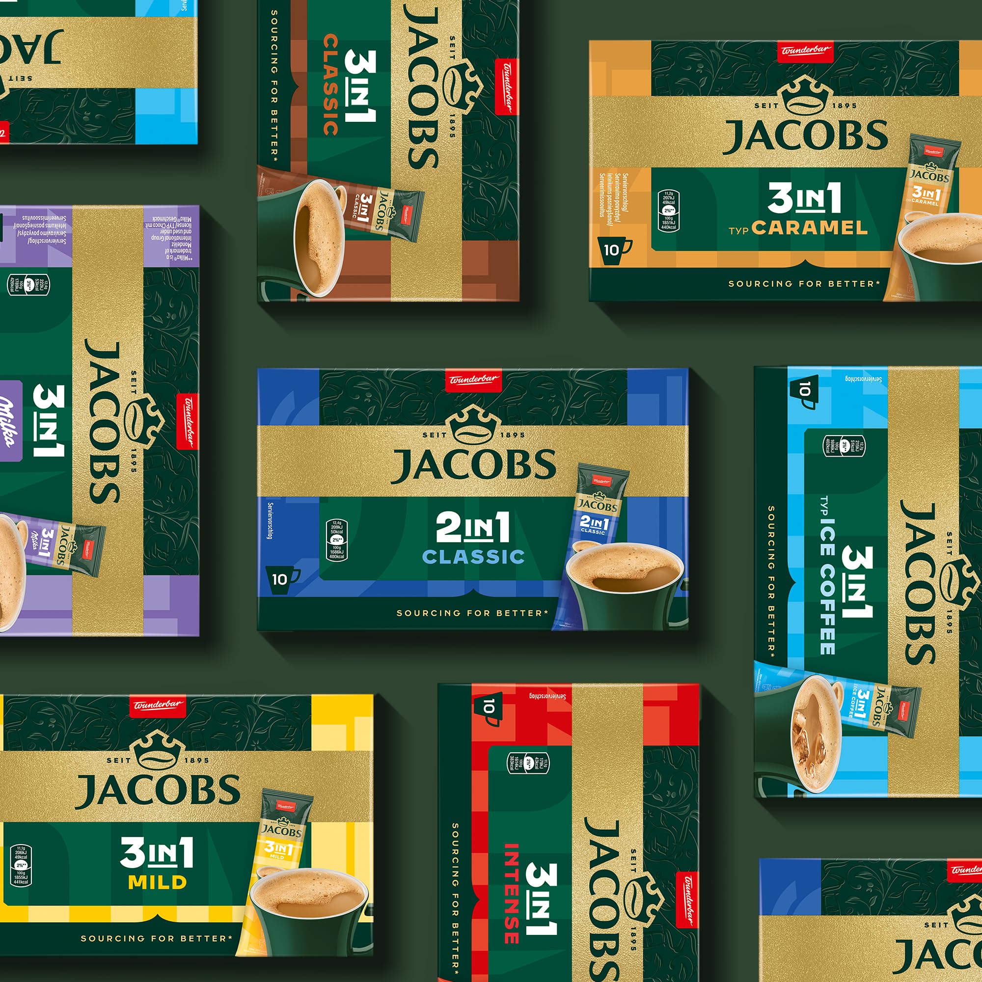 Jacobs 2in1 Classic, Instant Kaffee Sticks, löslicher Bohnenkaffee mit Creamer, 12 x 10 Sticks, 120 Getränke