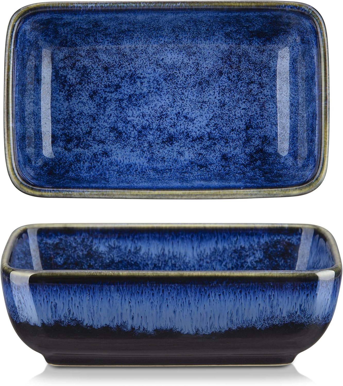 vancasso Stern Blue 4Piece Saucer Dish Set, Reactive Glaze Dipping