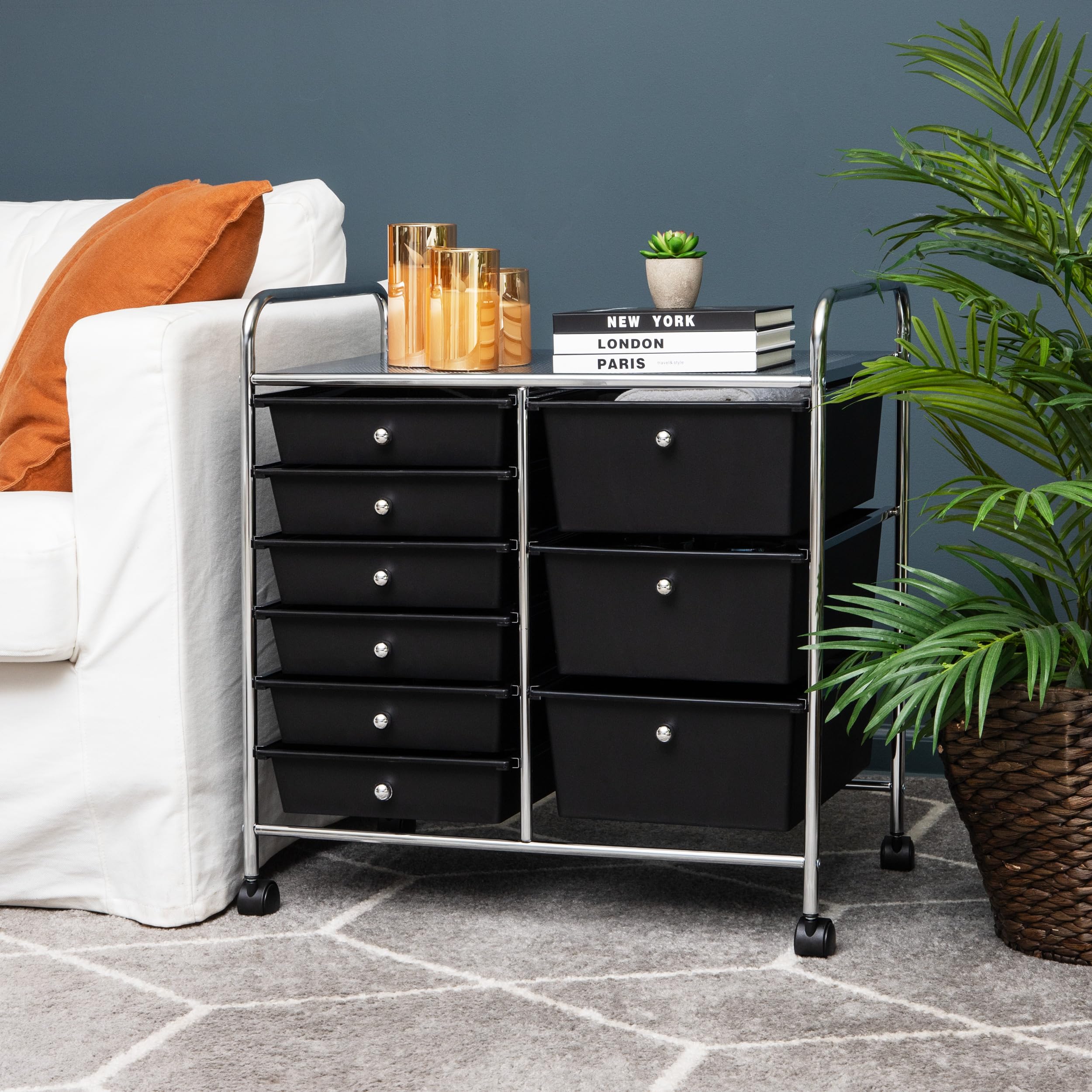 Mind Reader 3TROLL6-BLK Chariot de rangement en aluminium Noir