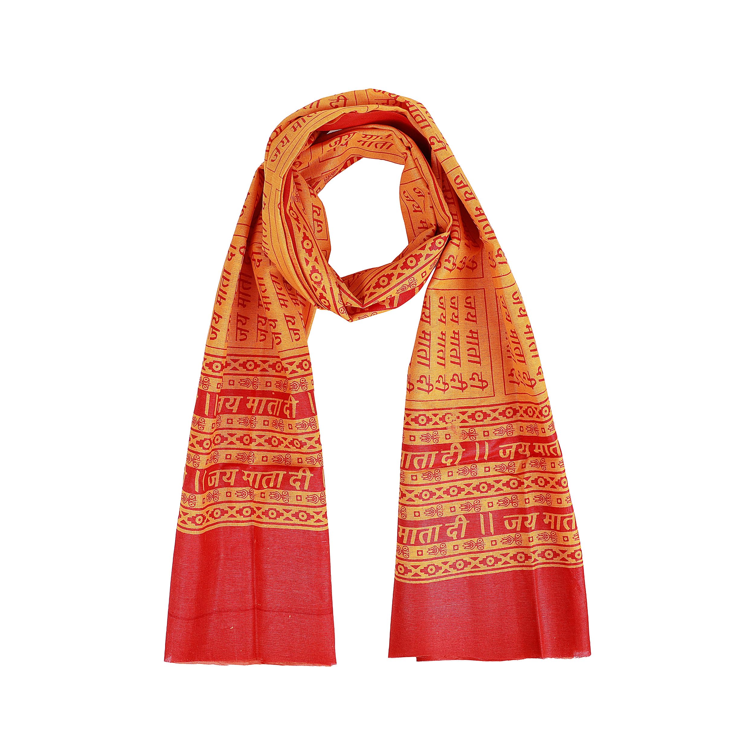 Jai Mata Di Printrd Scarf, Dupatta, Khes, Shawl, Patka, Stole For Pooja/Temple And Special Navratri Festival Use It, [Orange, Size - 28×60 Inches, 1.5 Meter]-image-48