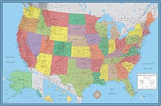 24x36 United States, USA Classic Elite Wall Map Mural Poster (Paper Folded)