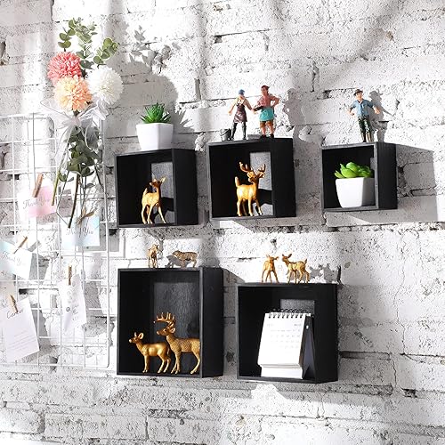 Miniatura 7 de Jetec 8 cajas de almacenamiento de madera rústica negra de 7, 6, 5, 4 pulgadas, jardinera de madera de pino para manualidades, tienda de costura,