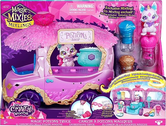 Magic Mixies Magic Potions Truck Playset. Transforms Into A Potion Shop. Create 3 Spells and Potion Surprises for Your Mixlings. Includes 1 Exclusive Mixling