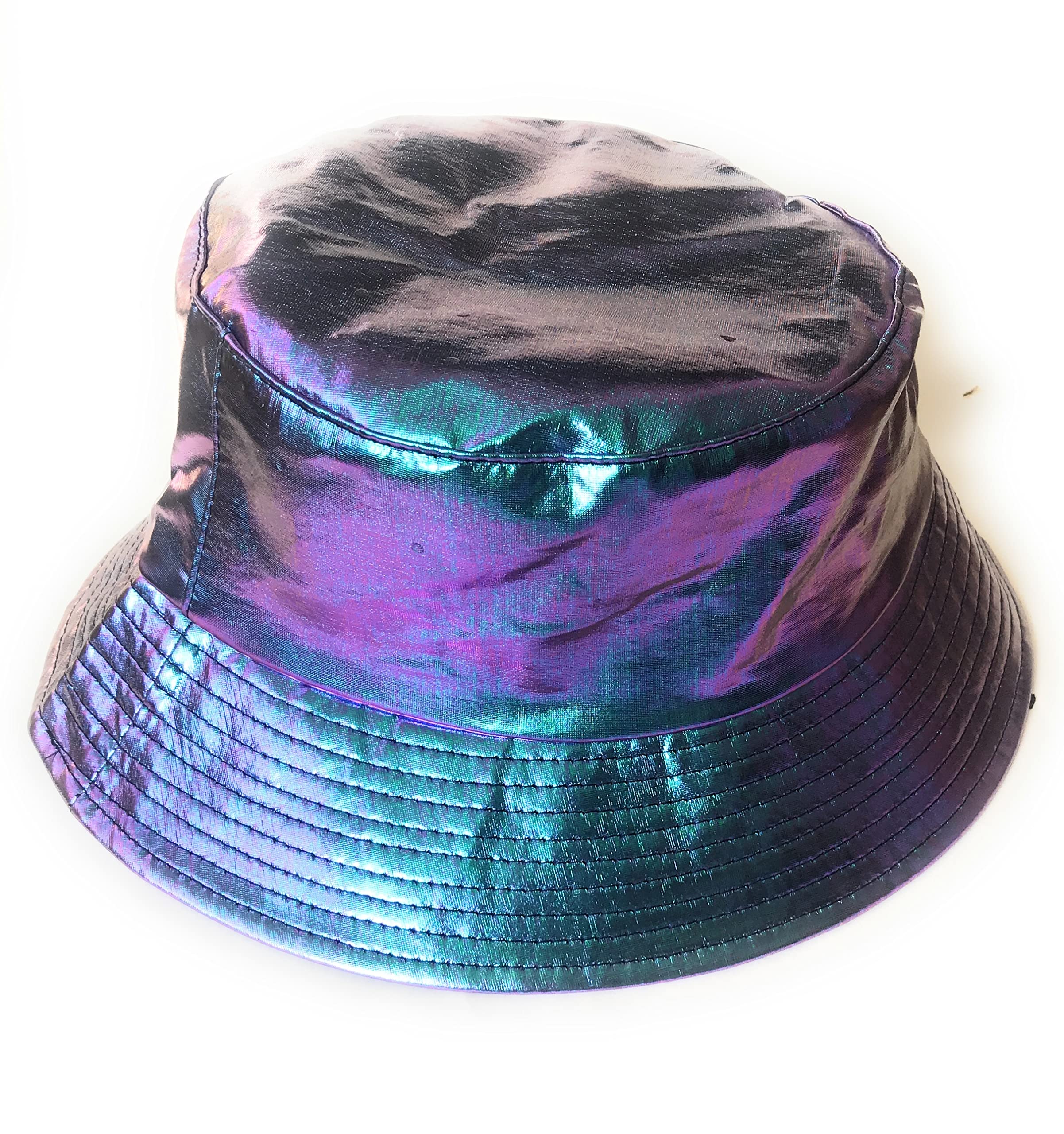 Kgm Accessories Unisex Blue Cool New Holographic Reversible Bucket Hat Sun Festival Party Hats (Blue)