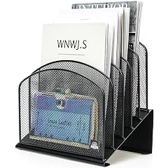 Inclined Desk File Organizer Vertical File Folder Holder Stand Metal Rack File Sorter for Office Classroom Desktop Organization
