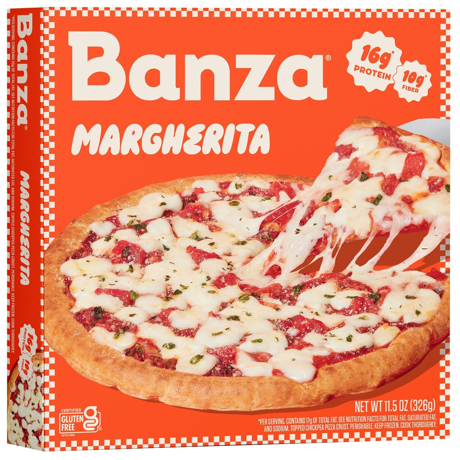 Banza Chickpea Crust Margherita Pizza - 16g Protein, Gluten-Free Frozen, Crispy & Delicious 10.9oz