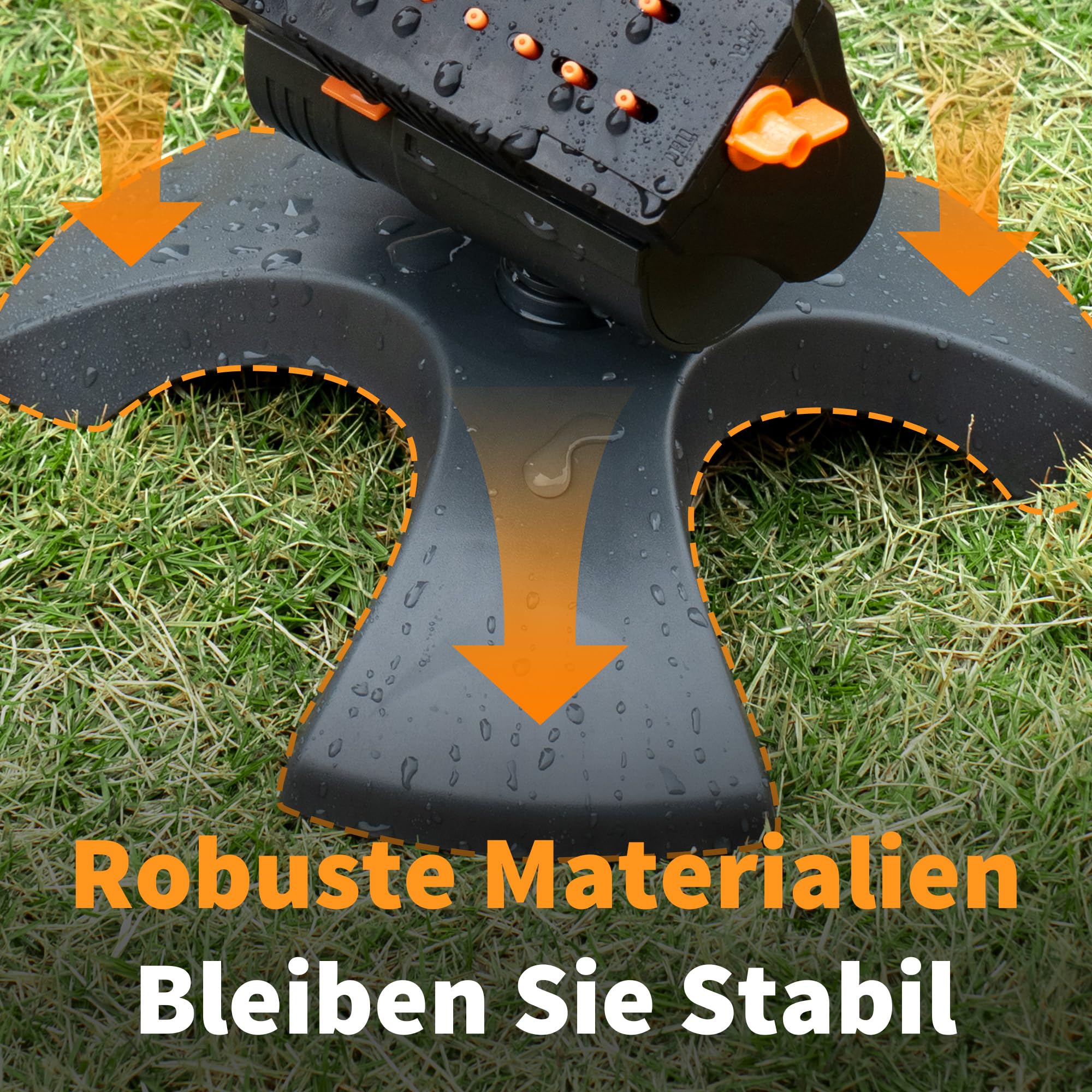Diivoo Mini Turbo Oszillierender Rasensprenger 16 Düsen, Gartensprinkler mit Schnellanschluss und Großer Basis, Wassersprinkler Einstellbare Breite, Reichweite und Durchflussrate, Grau