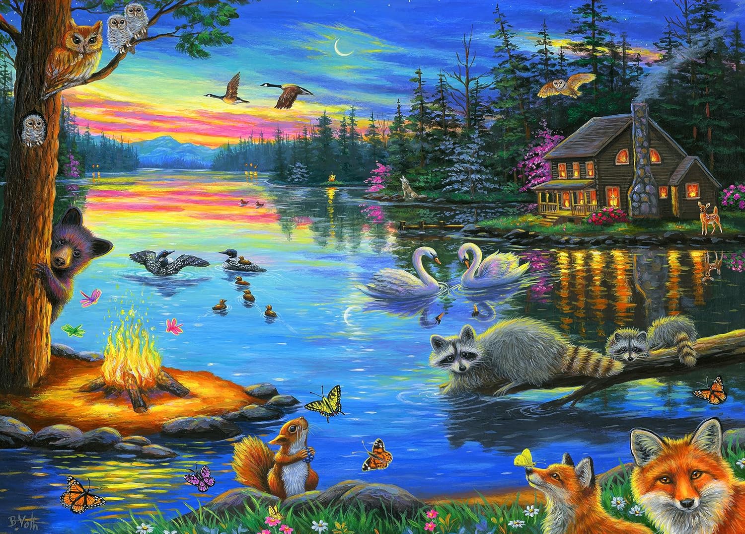 500 piece Puzzles for Adults Clearance - Lakeside Evening Licensed by Bridget Voth