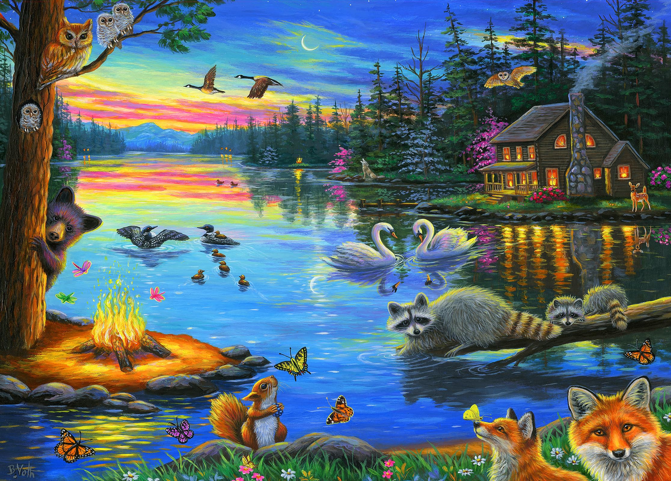 Artist Bridget Voth - 500 Piece Puzzles for Adults Clearance - Jigsaw Puzzles - Lakeside Evening