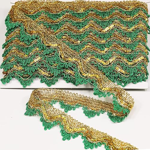 dlboboai Cinta trenzada de poliéster con lentejuelas brillantes, 14 yardas y 1.378 in de ancho para costura, manualidades, ropa, cortinas,