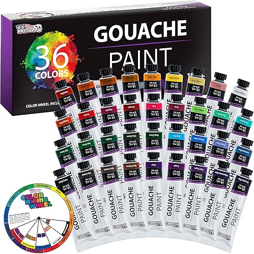 U.S. Art Supply Professional 36-Color Gouache Paint Set in Large