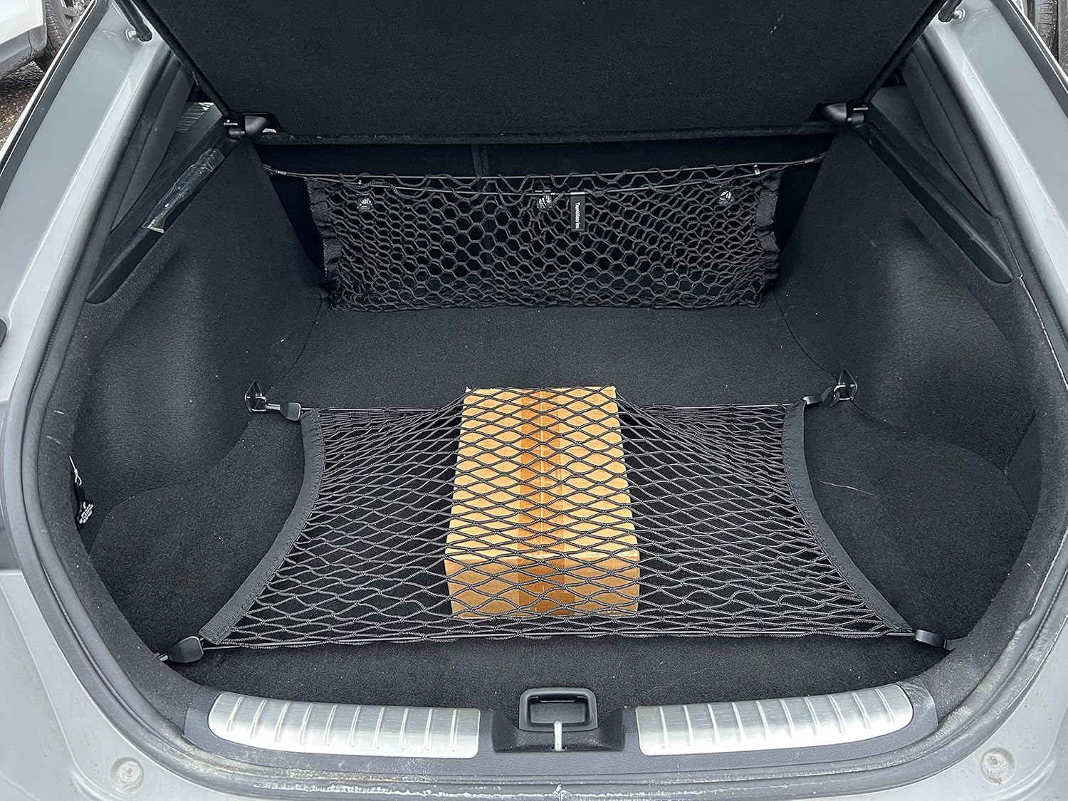 Floor + Envelope Style Automotive Elastic Trunk Mesh Cargo Net for KIA Stinger 2018-2024 - Premium Trunk Organizers and Storage - Luggage Net for Sedan - Best Car Organizer for KIA Stinger GT