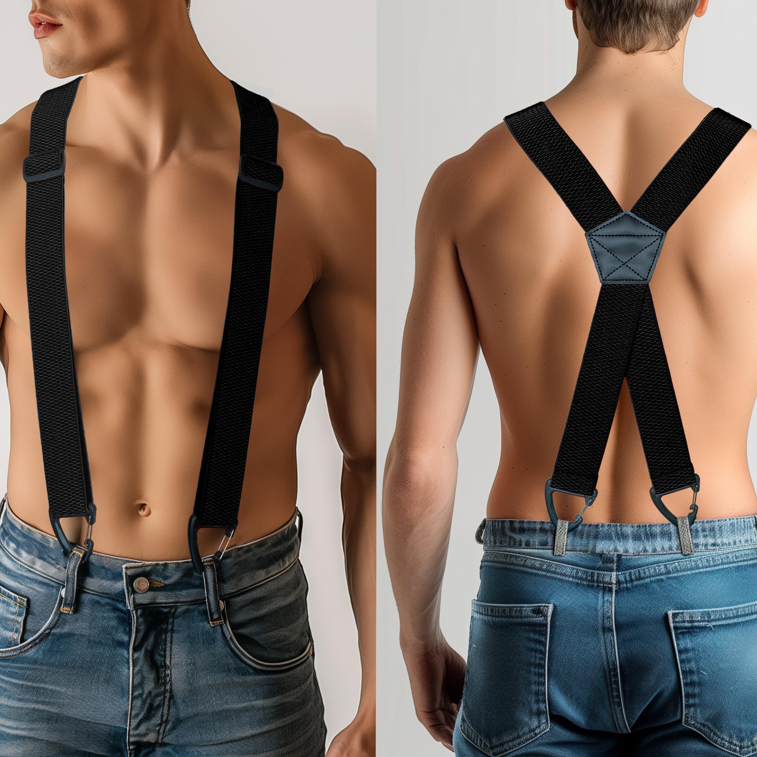 JEMYGINS Herren Outdoor Hosenträger X-Typ längenverstellbar mit Dreieckige Anti-Rutsch-Schnalle
