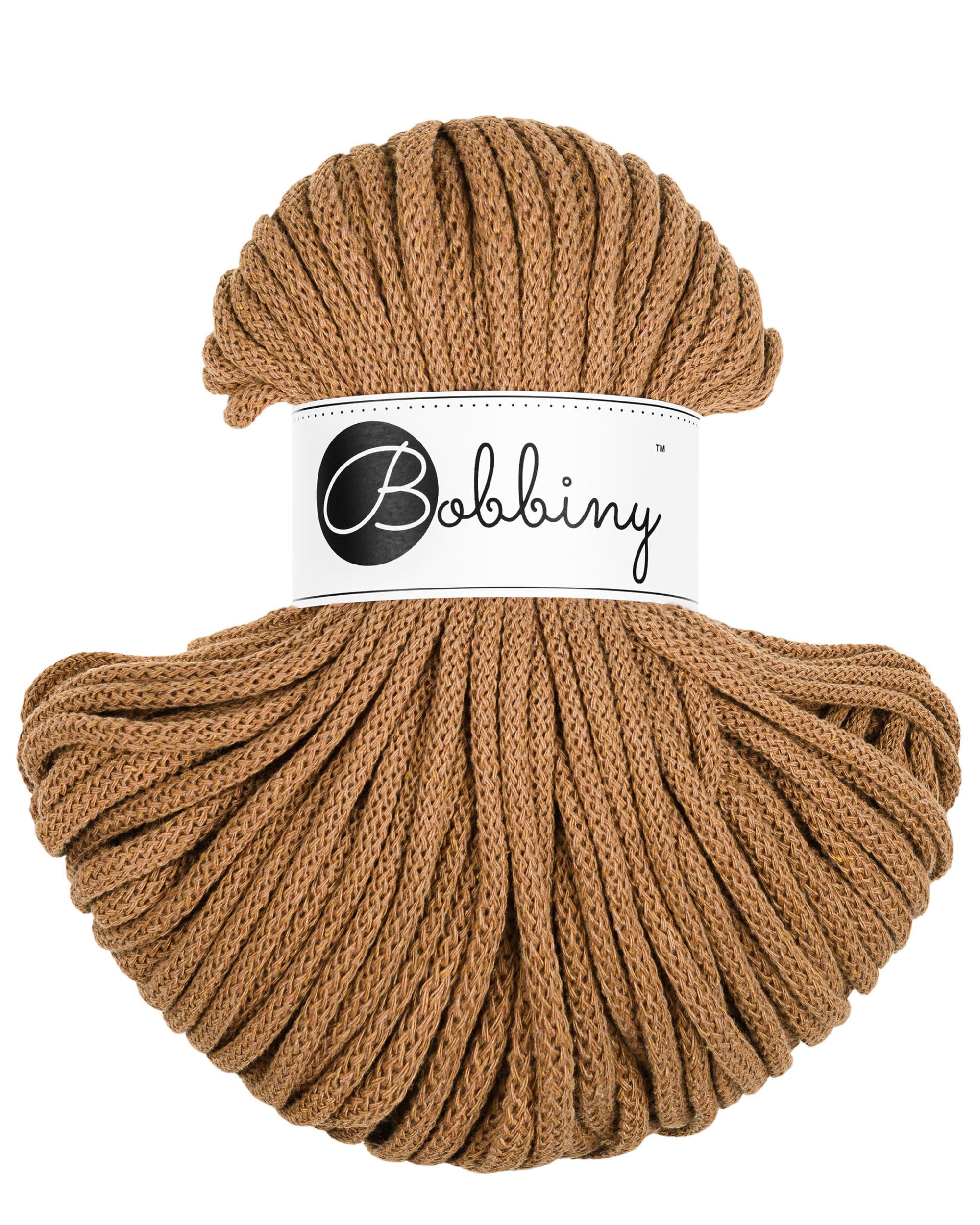 Bobbiny Premium 5mm Braided Macrame Cord 100% Recycled Cotton (Caramel) 50m — image 1