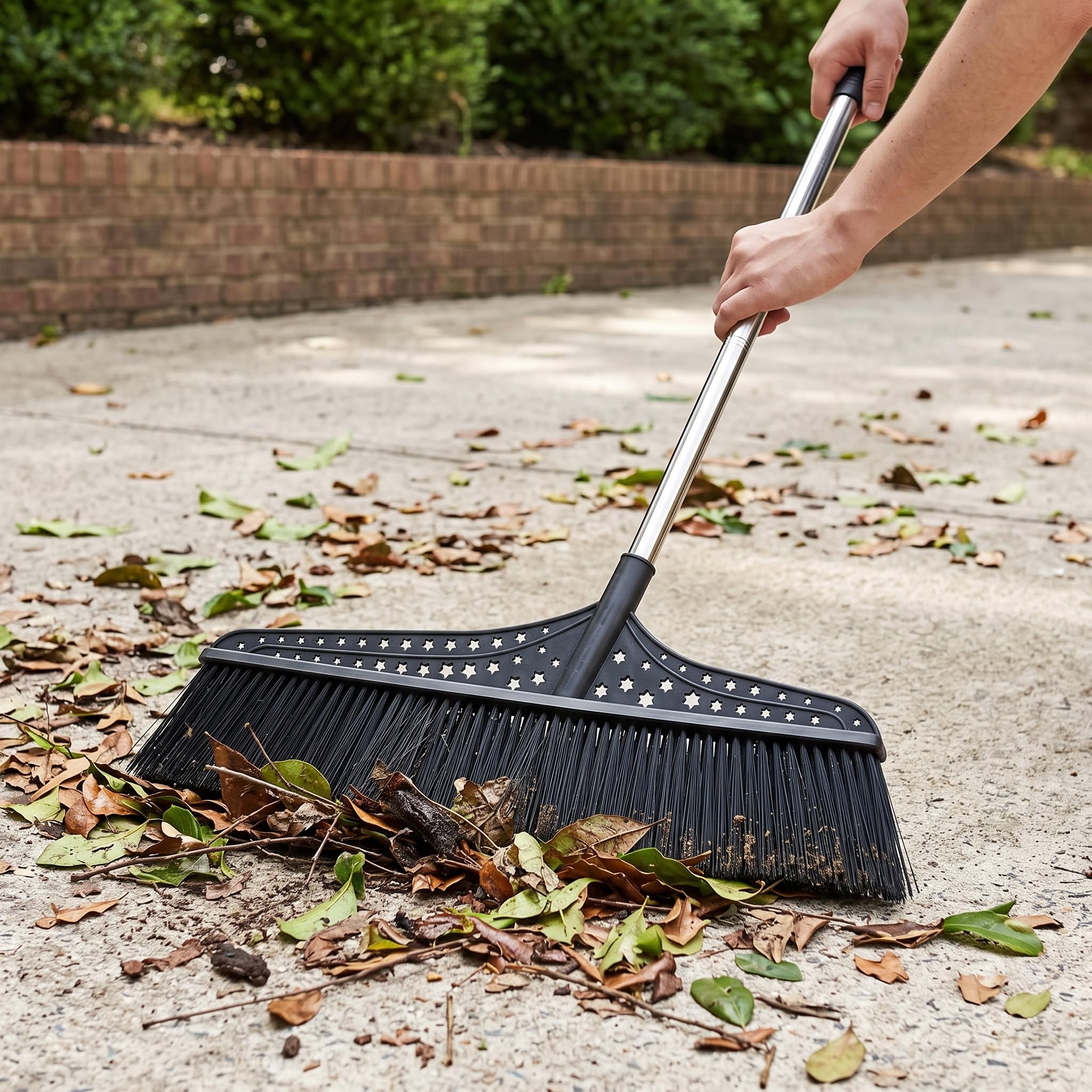MagiDeal Escoba Exterior para Patio Escoba Cepillo Barredora Limpiador con Cerdas Que Retiran Hojas y Polvo Cabezal Amplio y Mango Extendido Ergonómico, 70 cm