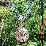 Sunnydaze 6-Inch Glass Mosaic Hanging Bird Feeder for Outdoors - Fly-Through Glass Bird Feeder for Cardinals, Jays, Finches and More - Confetti Mosaic