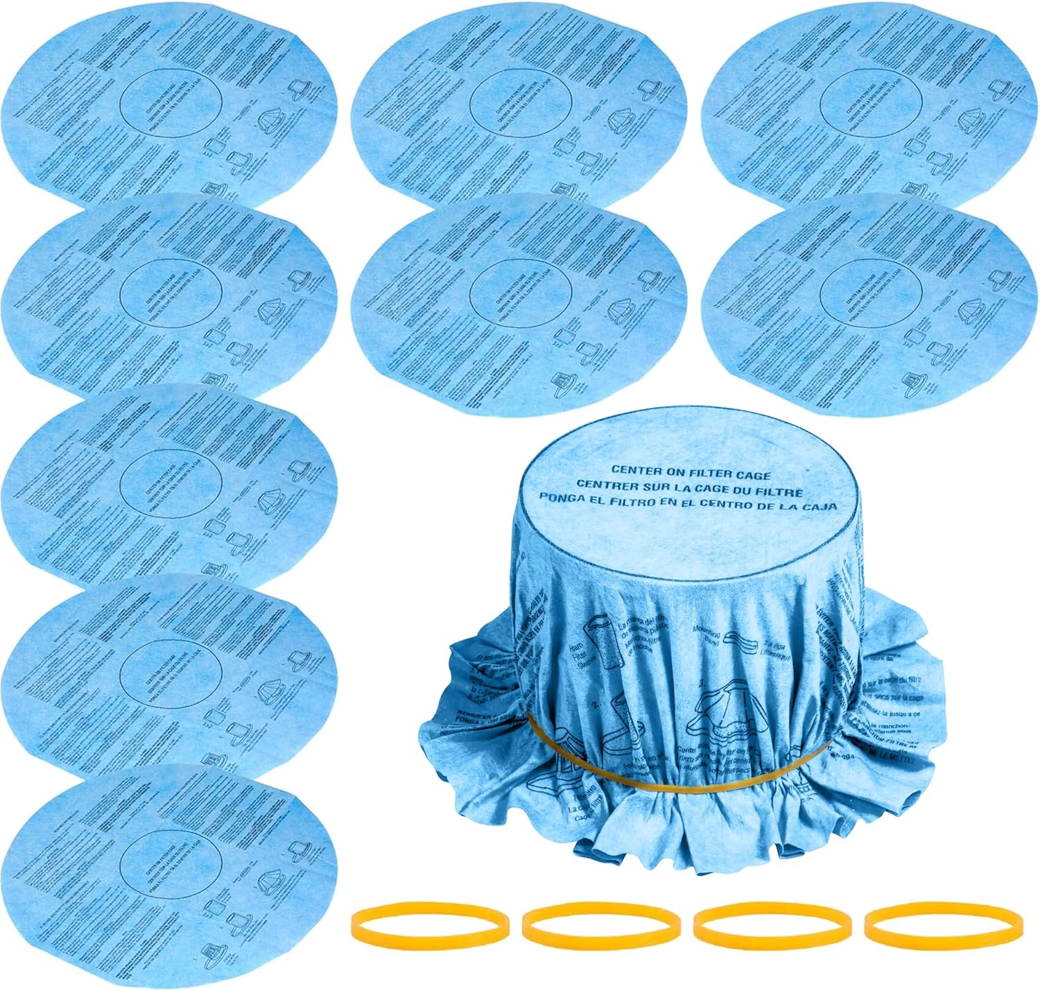 BlueStars 10pcs Reusable Wet Dry Shop Vac Filter VF2002 90107, Disc Vacuum Filters for 5 Gallon and Larger ShopVac Wet Dry Vacuum Cleaners above MACS-200D SS11-450 Vacmaster, with 4pcs Retaining Bands