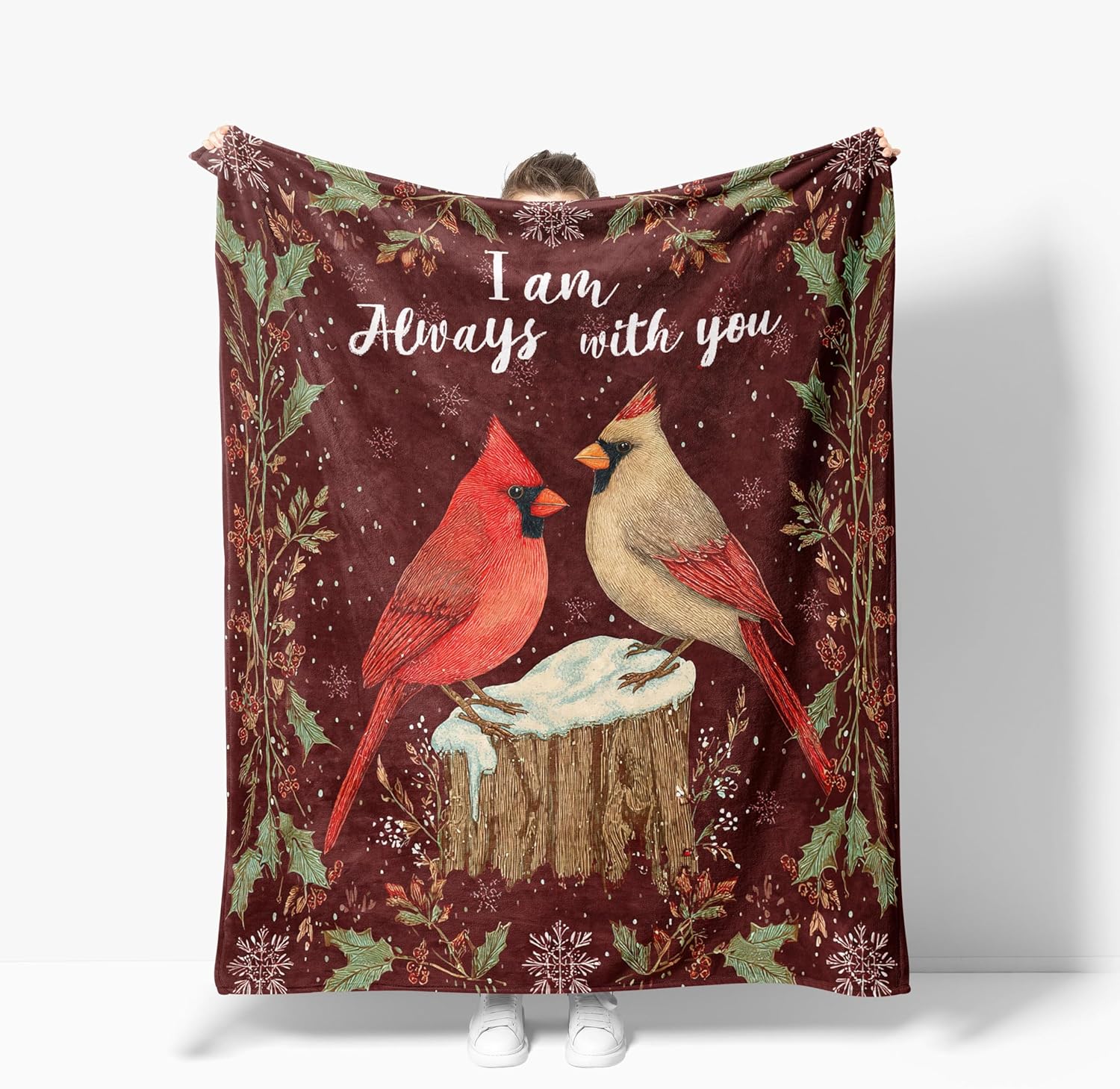 Cardinal Throw Blanket Red Birds Warm Decor Soft Flannel Christmas Cardinals Blanket Christian Cardinal Gifts for Kids Boys Girls Men Women 40" X 50"