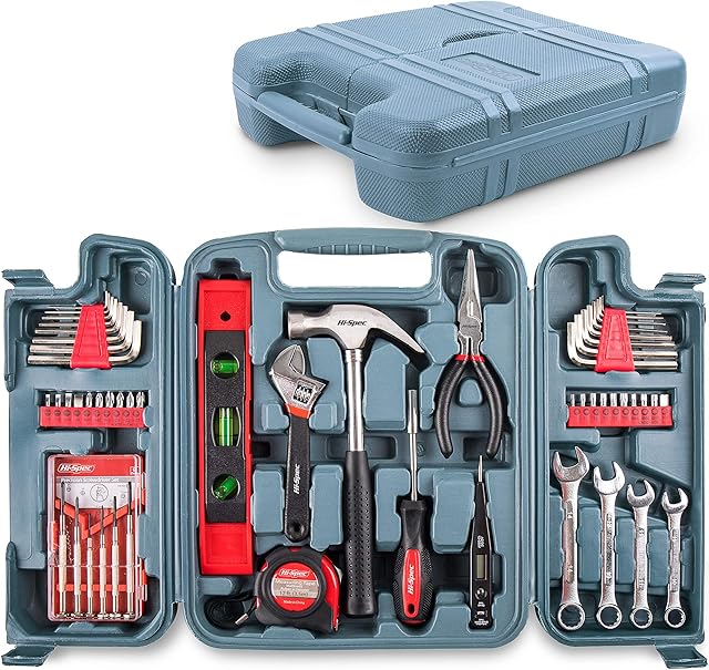 Hi-Spec 53pc Home & Office DIY Tool Kit Set. Complete Household Tool Box with Essential Hand Tools Included for Basic General Repairs & Maintenance