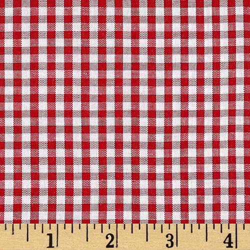 Miniatura 1 de Ancho Ancho 1/8" Gingham Check Rojo/Blanco, Tela por yarda