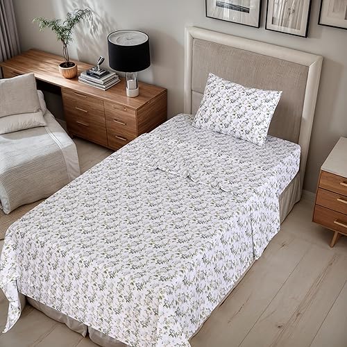 Miniatura 8 de RUVANTI Juego de sábanas de 100 % algodón tamaño King, 4 piezas, suave y transpirable, ropa de cama de tejido de percal suave y transpirable,