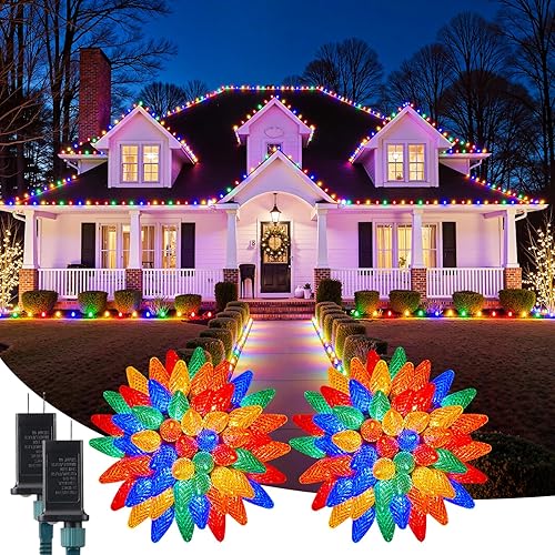 Luces de Navidad C9 para exteriores, 72 pies, 110 luces LED C9, 8 modos y temporizador conectables, impermeables, para árbol de Navidad, luz de