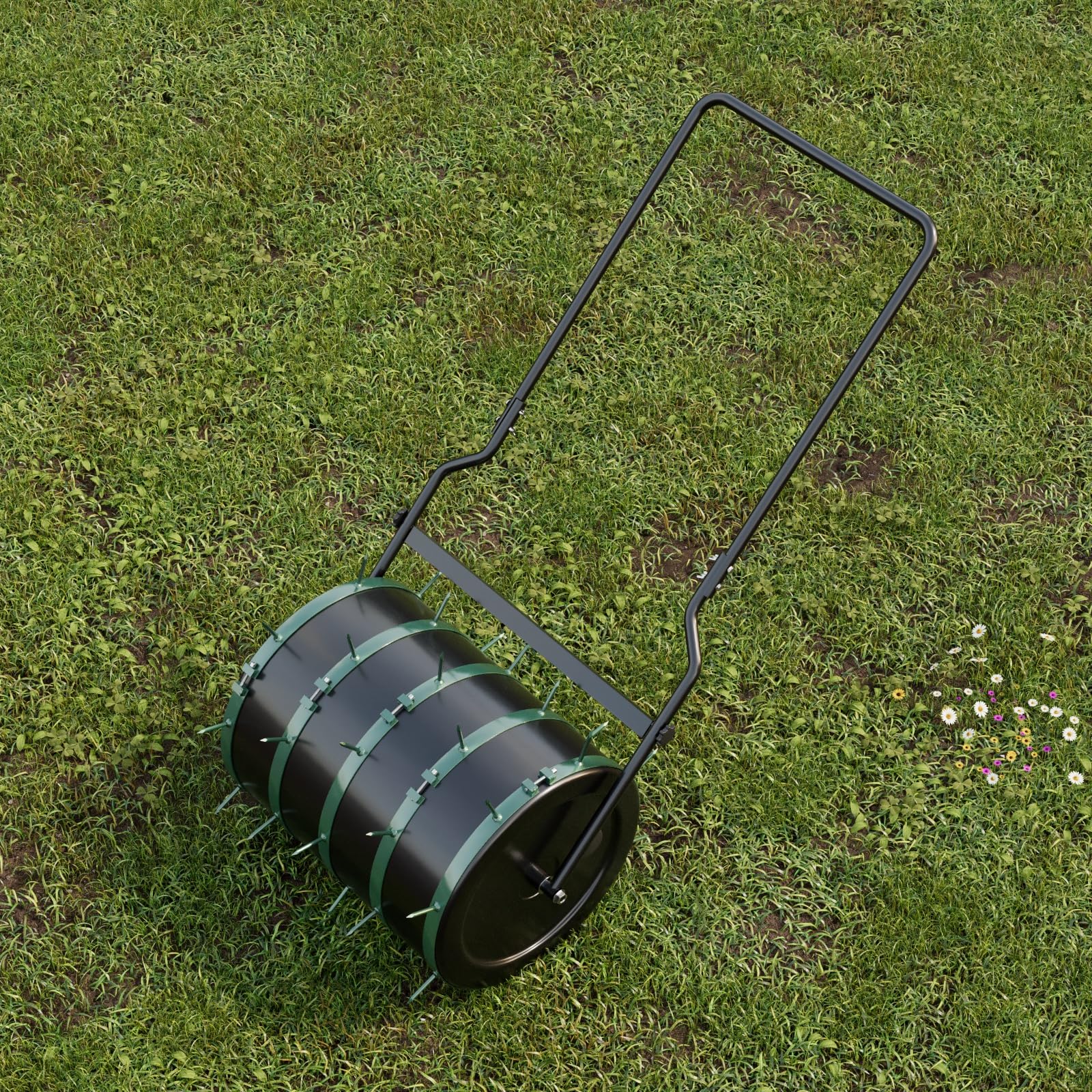 QLS Handels Aeratore per rullo da giardino, rullo rigeneratore, aeratore per prato, 5 pezzi, 40 cm, 8 mandrini