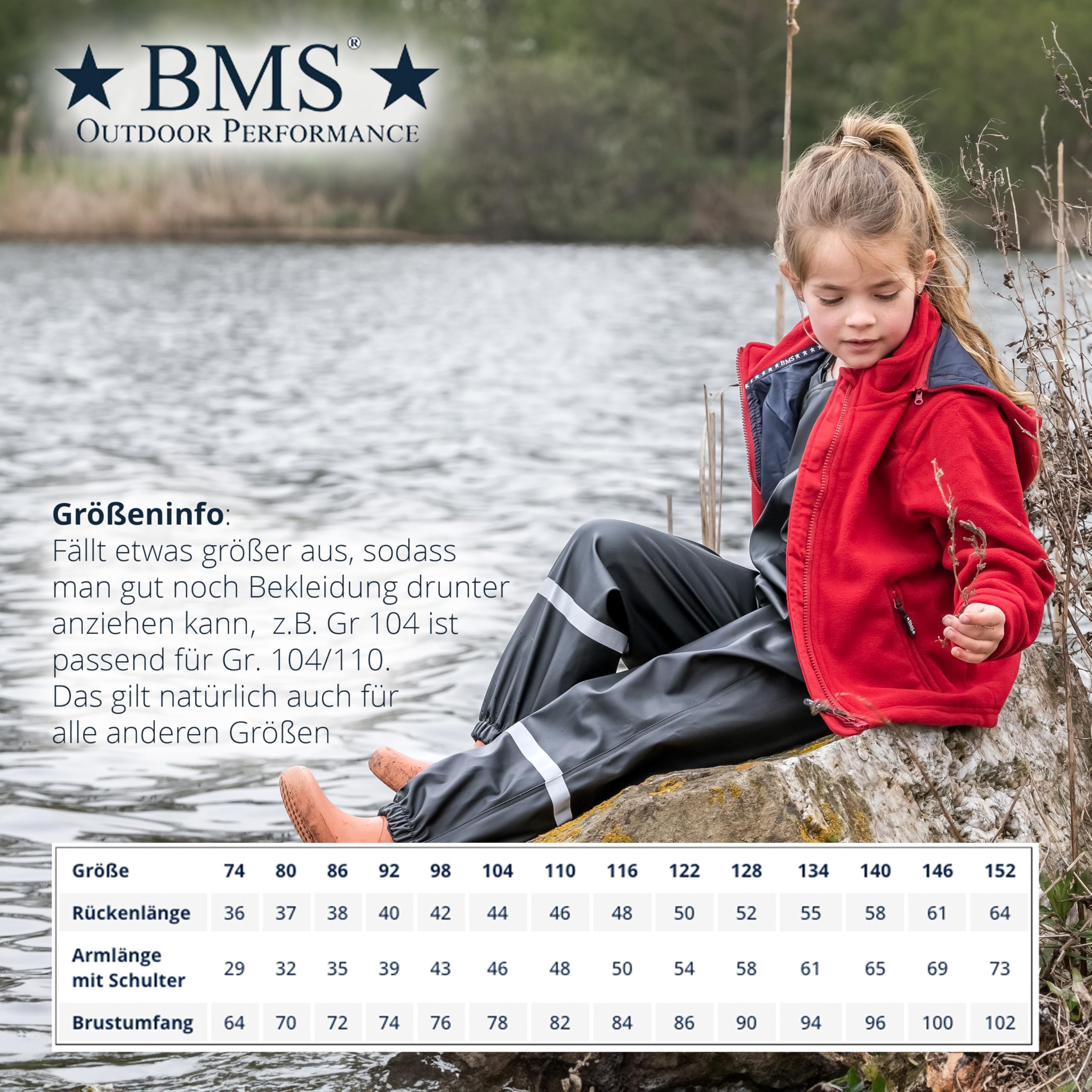 BMS Fleecejacke Kinder mit abnehmbarer Kapuze, Braun, Größe 80