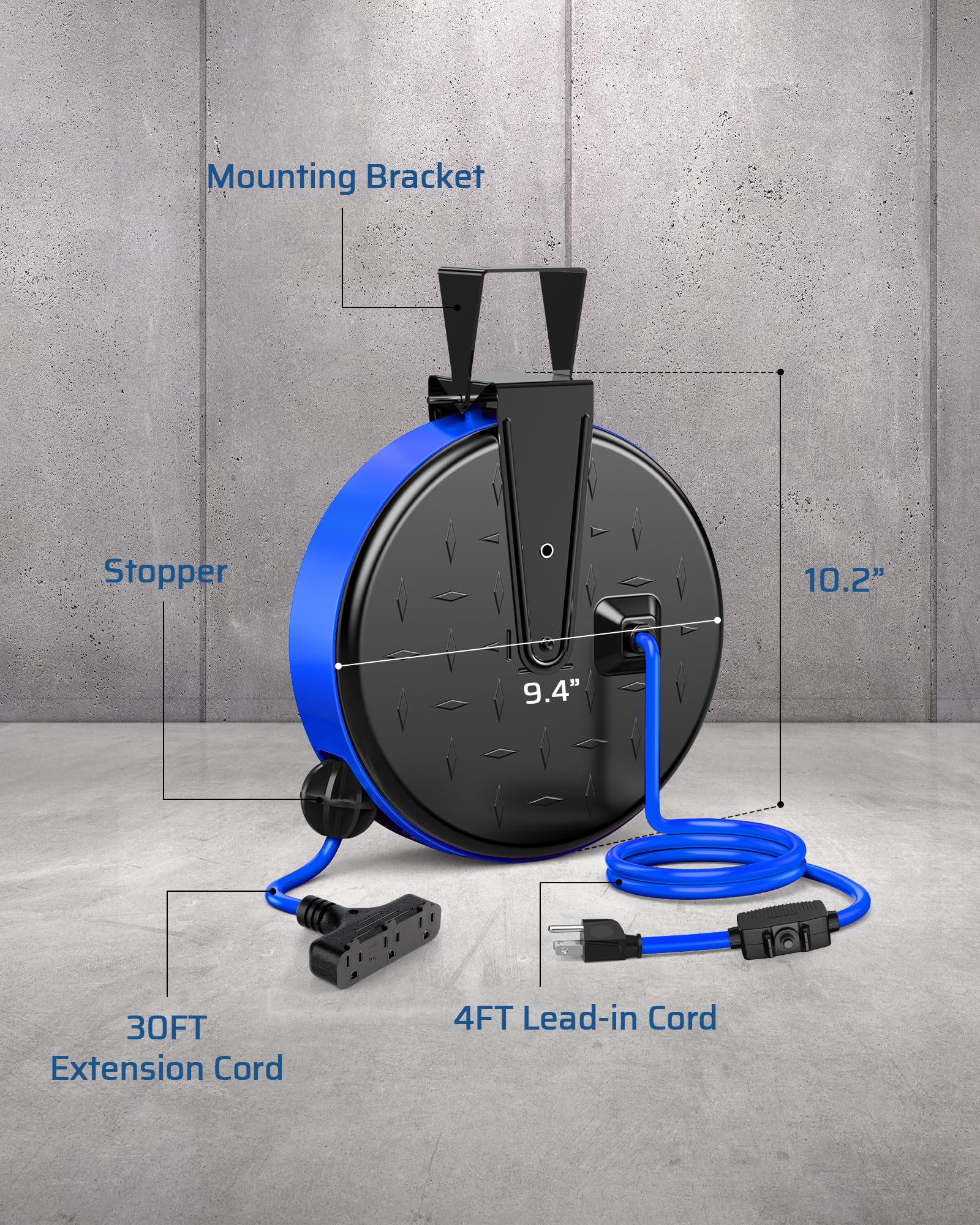 Amazon.com: DEWENWILS 30 英尺(約30 公尺)延長線捲軸,16/3 規SJTW