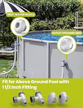 POOLHACKER Above Ground Pool Parts Kit, Plunger Valve, Nozzle & Strainer
