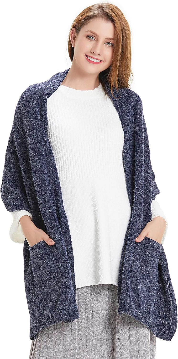 HANERDUN Women Warm Pashmina Shawl Wrap Winter Soft Cashmere Scarf with Pockets