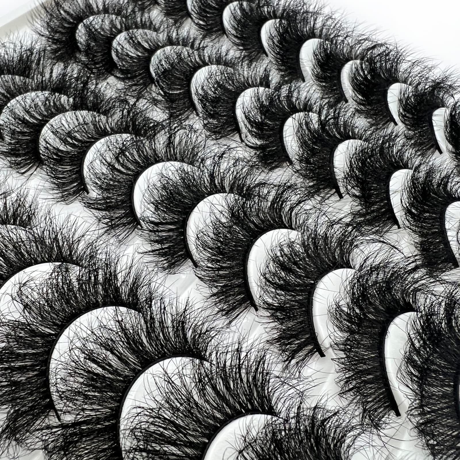 Lashes 25mm Fluffy Mink False Eyelashes Long 20 Pairs Dramatic Thick 3D 5D Faux Mink Lashes 4 Styles 25 mm Wispy D Curl Volume Fake Eyelashes Pack, by Kmilro: 15-Fluffy Mink Lashes 20mm-20 Pairs-LD06