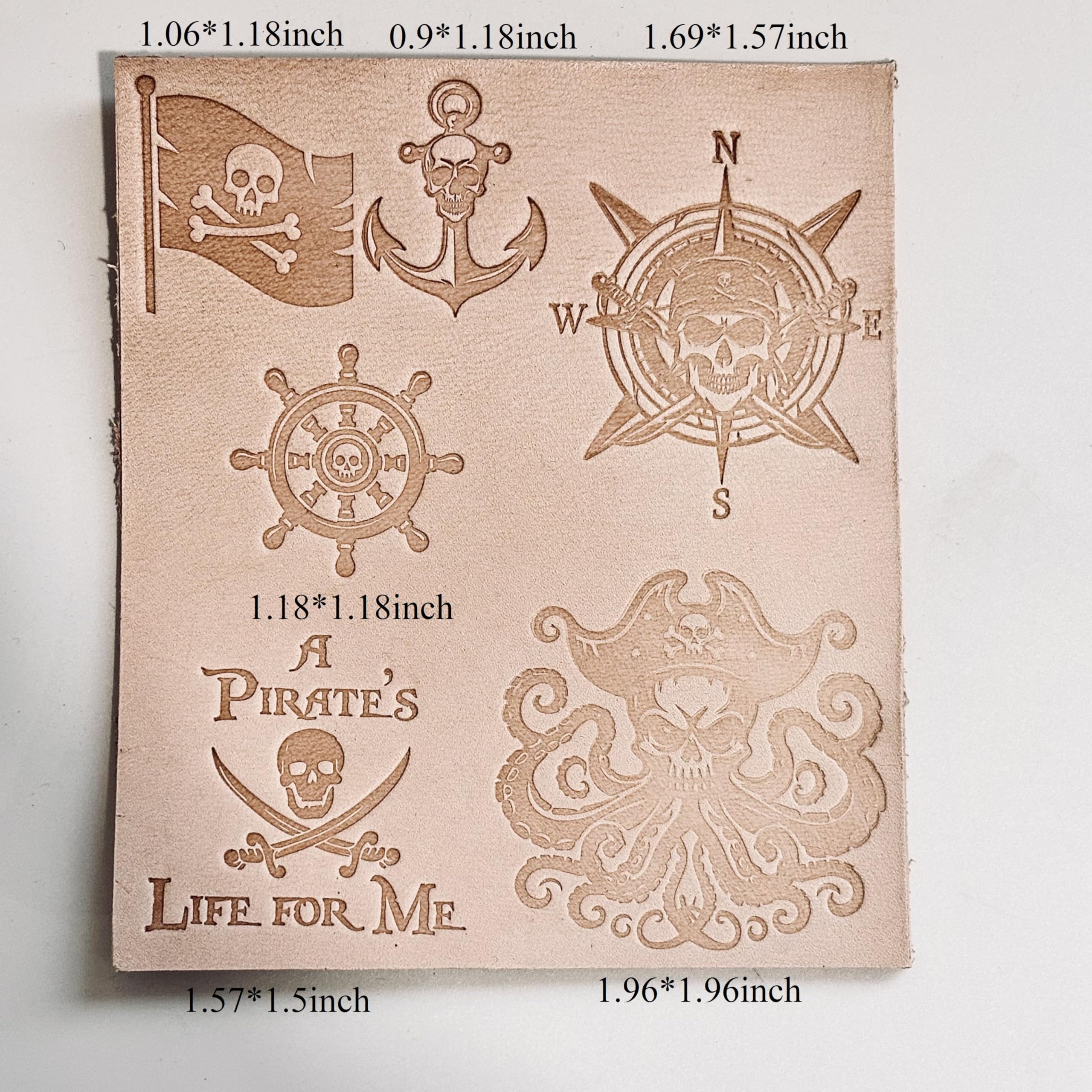 Skull Series Lederstempel-Set, Lederbastelwerkzeuge, 6 Stück Totenkopf-Design Stempel (Piratenschädel)