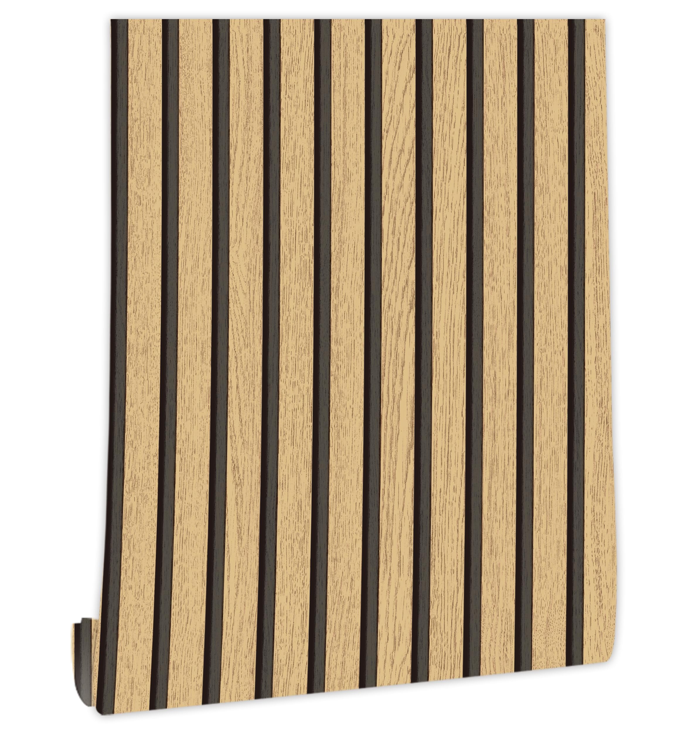 myforHD Self-Adhesive Wood Grating Wallpaper Wood Stripe Grain Natural Wooden Slats Wallpaper Peel and Stick Contact Paper PVC Vinyl Film Removable Waterproof — image 1