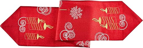 Violet Linen Patrón navideño navideño de Navidad con diseño de glorias navideñas, jacquard bordado de poliéster, para fiesta, cocina, comedor,