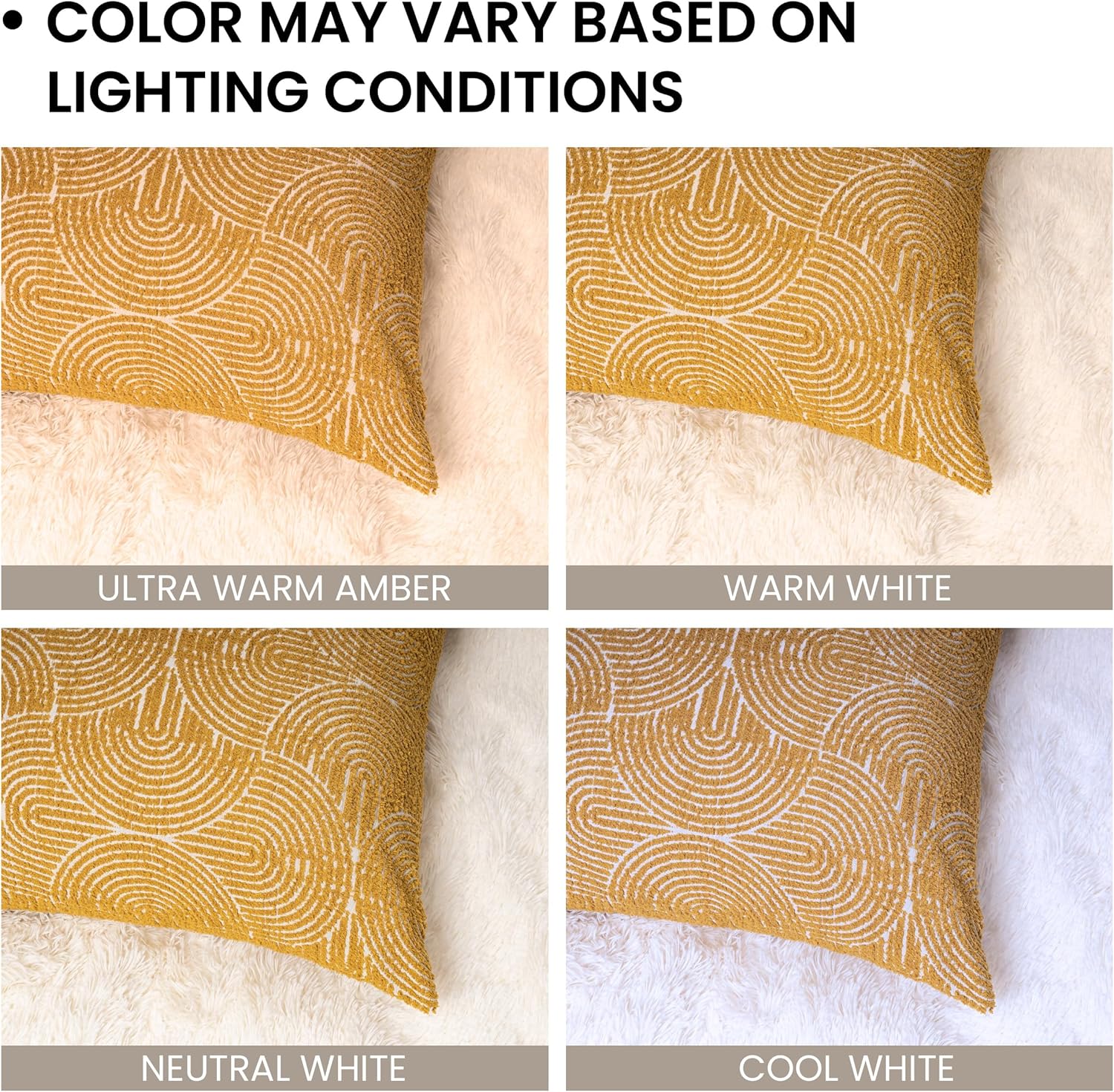 AELS Boho Decorative Textured Throw Pillow Covers 26x26, Organic Modern Mid Century Rainbow Tufted Pillow Case, Farmhouse Rustic Geometric Woven Cushion Case for Bed Couch Sofa, Mustard Yellow