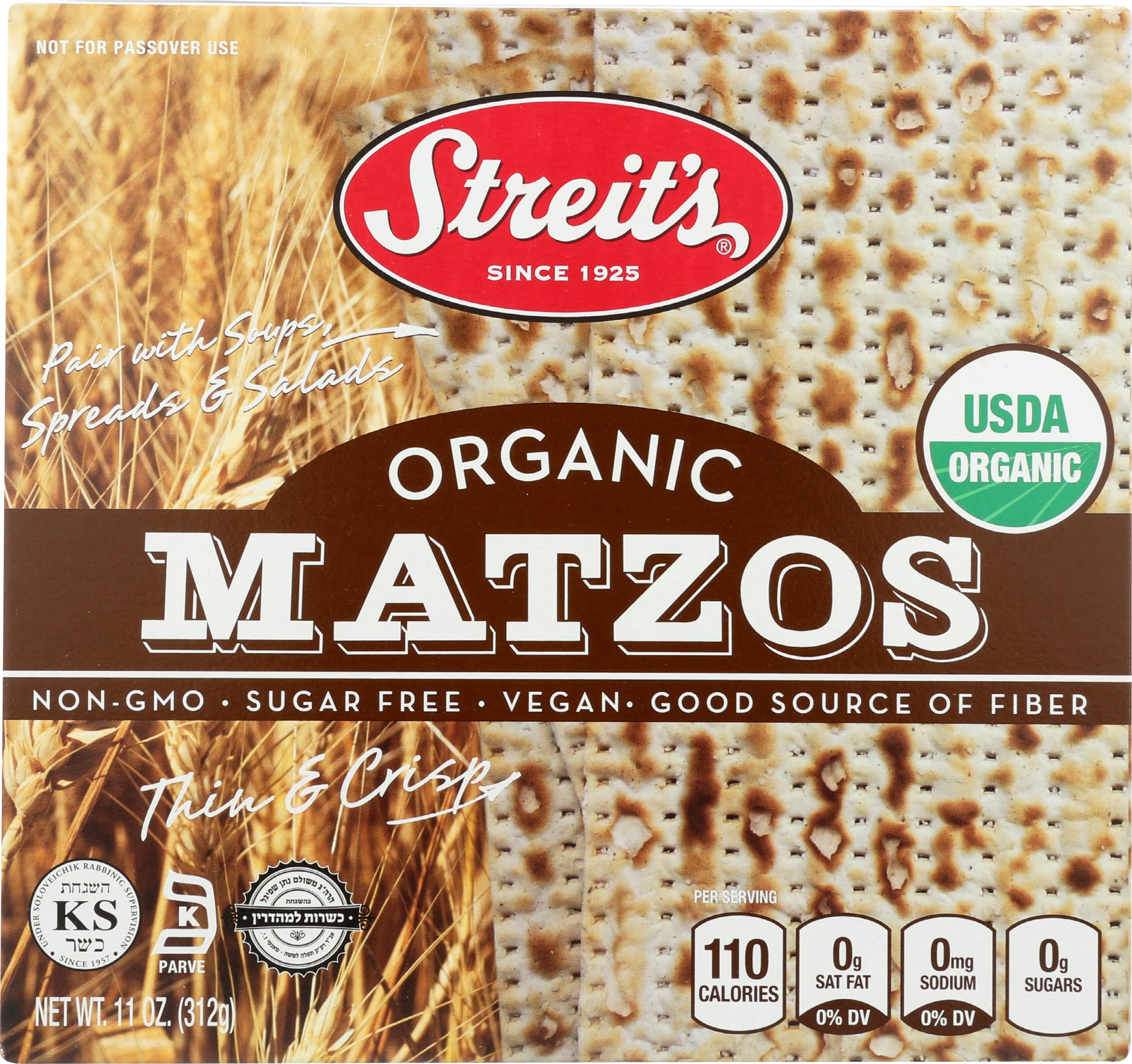 Streits, Organic Matzos, 11 Ounce
