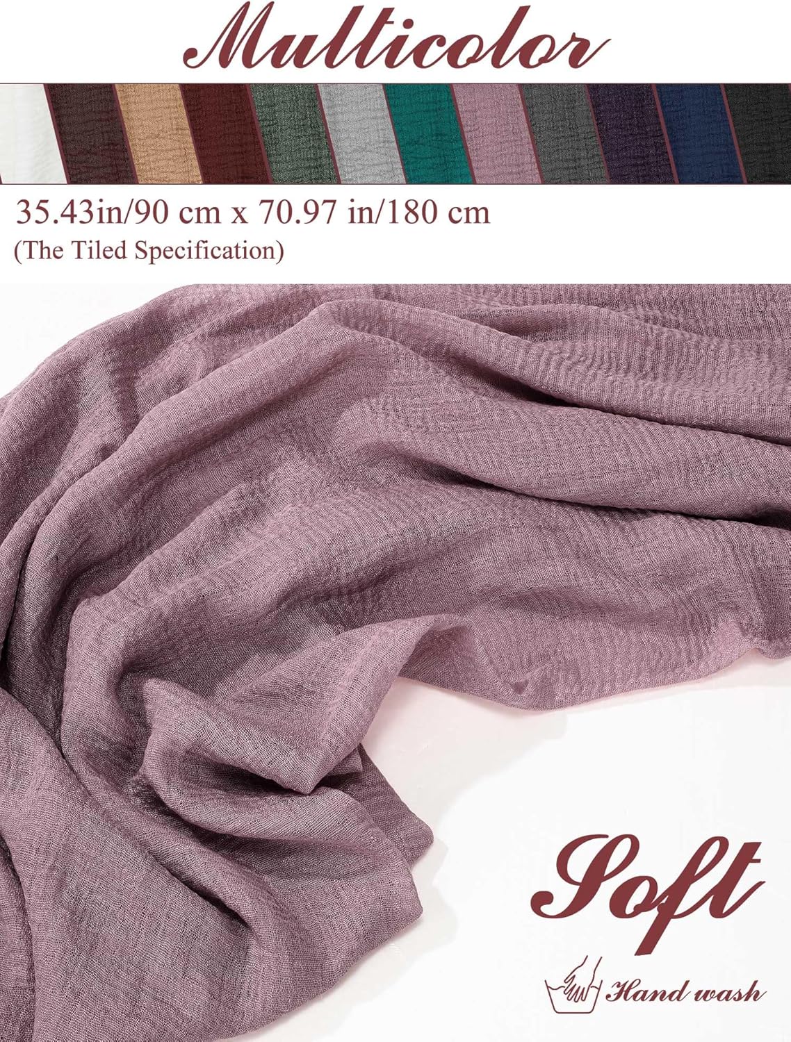 SATINIOR Hijab Scarf for Women Soft Cotton Head Scarf Long Head Wraps Lightweight Shawl Turban for Women 35.5 x 70.9'' - Image 2