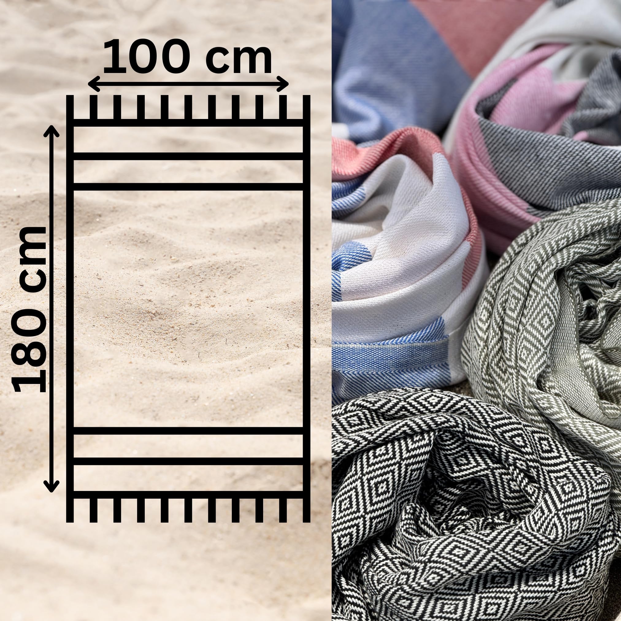 Sallder® Elmas Hammam Towel 100 x 180 cm, 100% Cotton, Sauna Towel & Beach Towel - Image 3