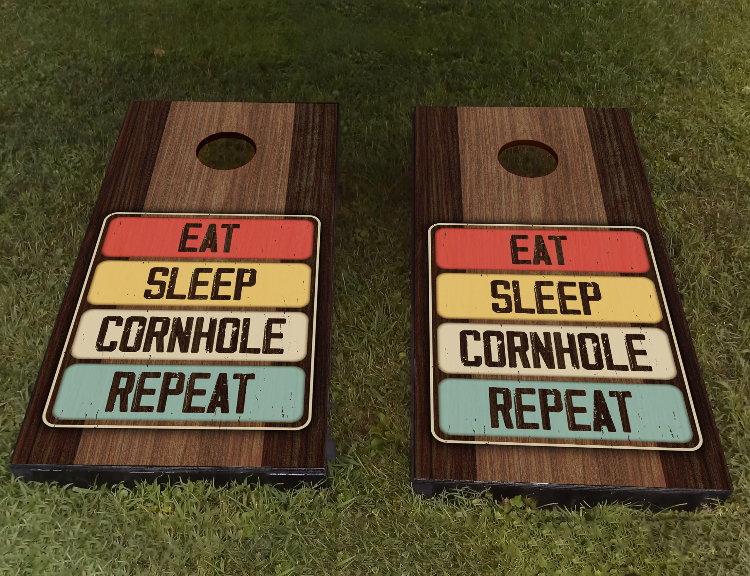 AdesiivoStudio Skin Decal Vinyl Wrap for Cornhole Game Board (Eat. Sleep. Cornhole.)