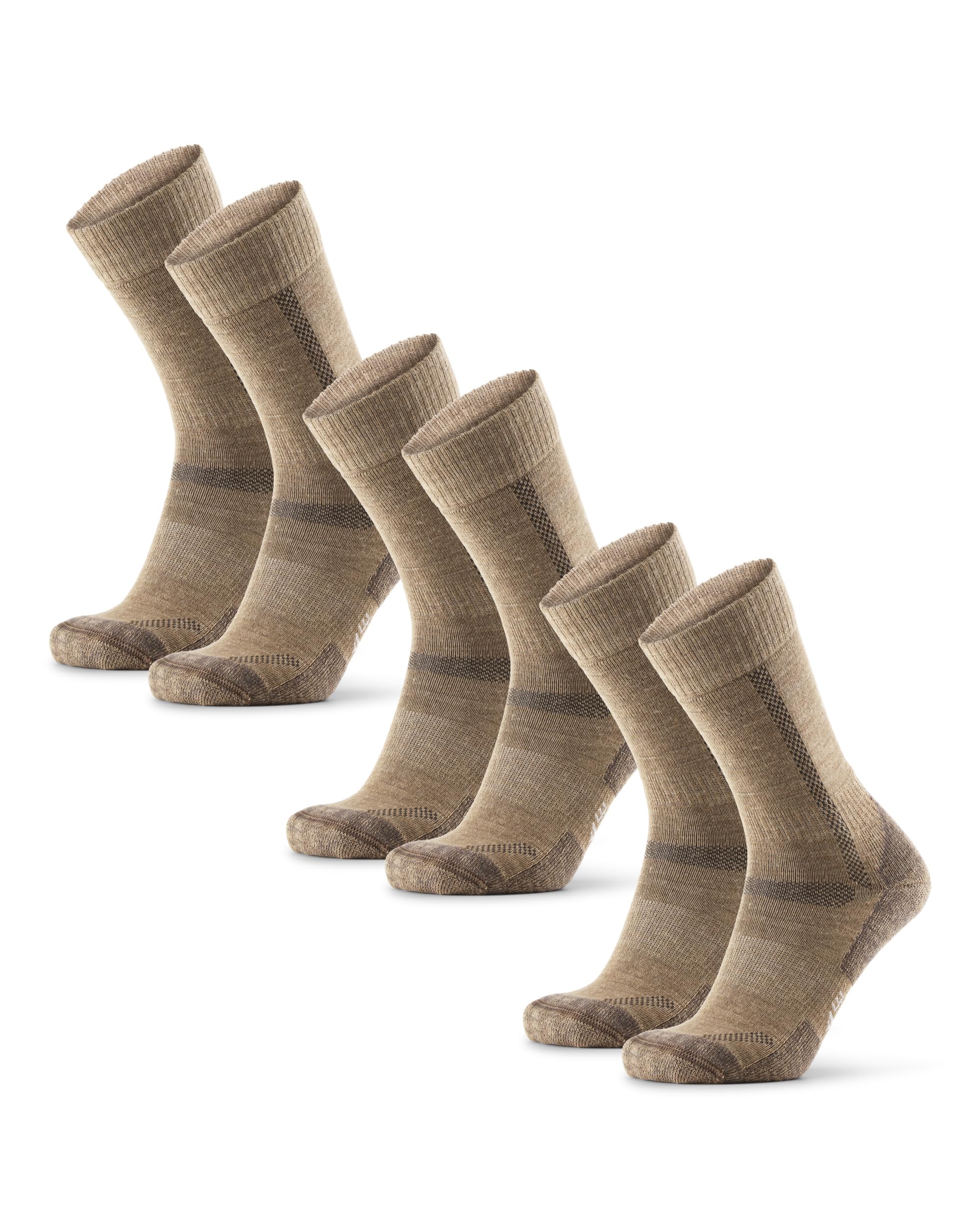 DANISH ENDURANCE Merino Wool Hiking Socks for Men & Women, Breathable, Anti-Blister Socks for Outdoors, 3 or 5-Pack (Beige, Large)